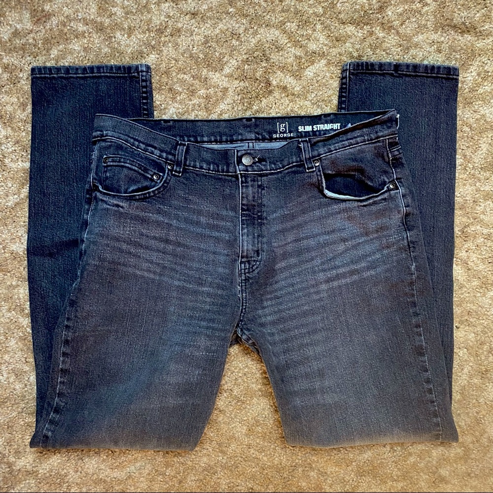 Washed Black Slim Straight Leg Jeans